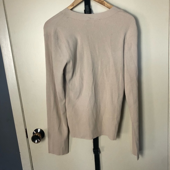 Frame Rib-Knit V-Neck Top-Vanilla-size L - Picture 3 of 8